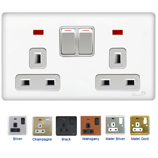 Double 13A socket switch with neon